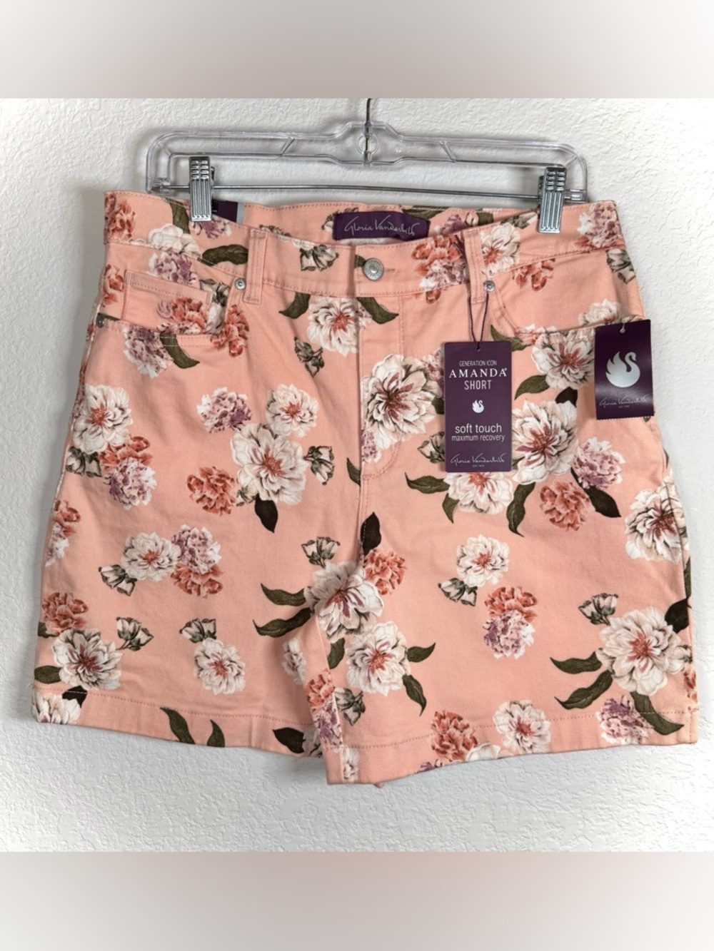 Pink Floral High Rise Denim 90s Cottagecore Coquette Stretch Mom Shorts Sz 10